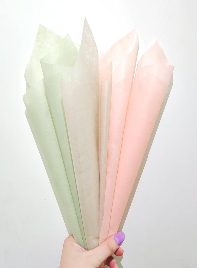 FORESRUM 150 Sheet Flower Wrapping Paper - Flower Bouquet Wrapping Paper(Green, Pink, Beige) for Flower Wrapping Bouquet Wrapping Tissue Craft - Image 1